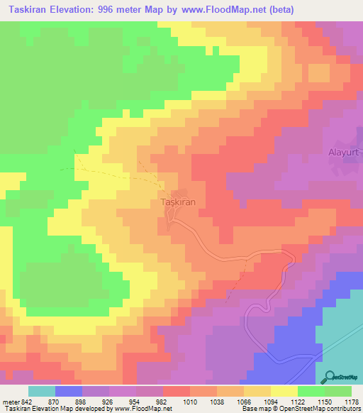 Taskiran,Turkey Elevation Map