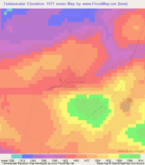 Taskaracalar,Turkey Elevation Map