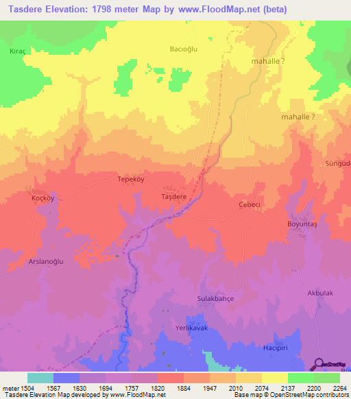 Tasdere,Turkey Elevation Map