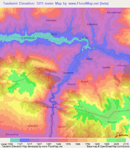 Tasdemir,Turkey Elevation Map