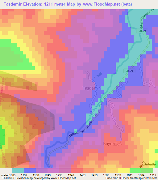 Tasdemir,Turkey Elevation Map