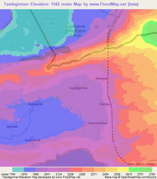 Tasdegirmen,Turkey Elevation Map