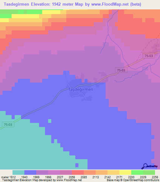 Tasdegirmen,Turkey Elevation Map