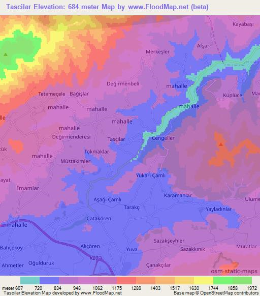 Tascilar,Turkey Elevation Map