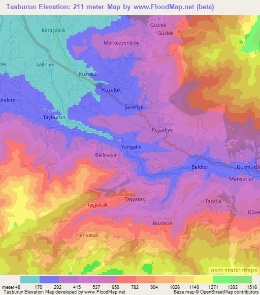 Tasburun,Turkey Elevation Map