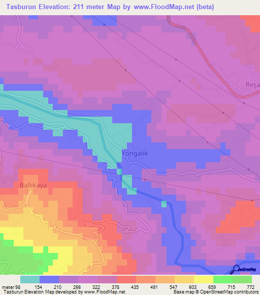 Tasburun,Turkey Elevation Map