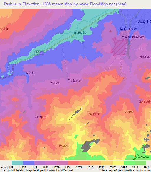 Tasburun,Turkey Elevation Map