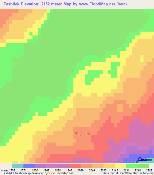 Tasbilek,Turkey Elevation Map