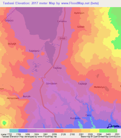 Tasbasi,Turkey Elevation Map