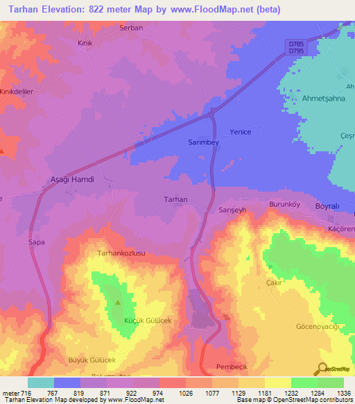 Tarhan,Turkey Elevation Map