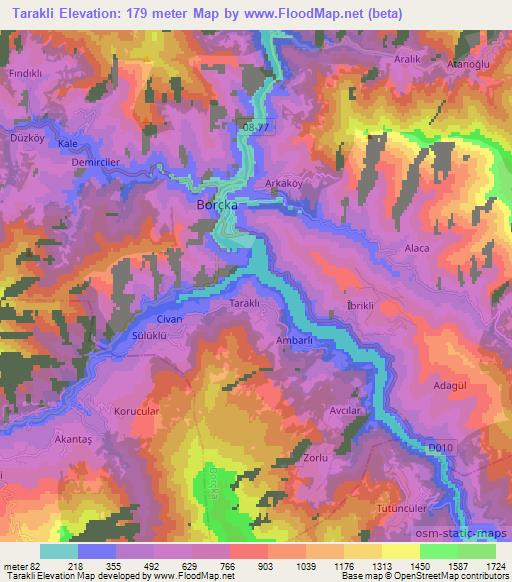 Tarakli,Turkey Elevation Map