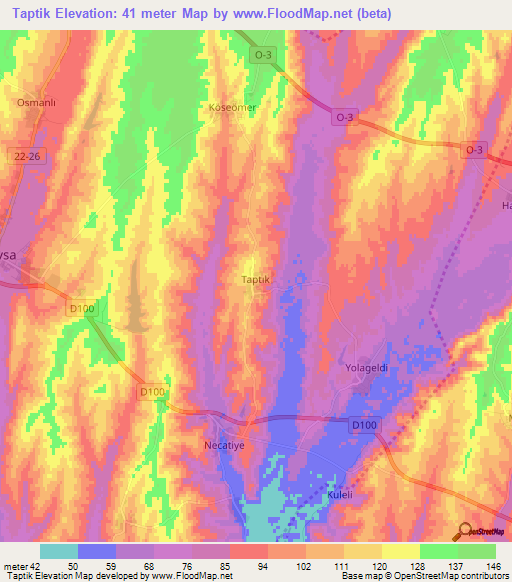 Taptik,Turkey Elevation Map