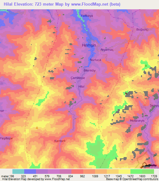 Hilal,Turkey Elevation Map