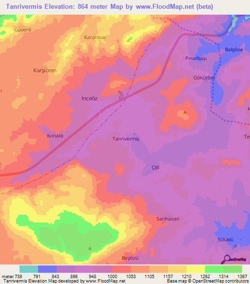 Tanrivermis,Turkey Elevation Map