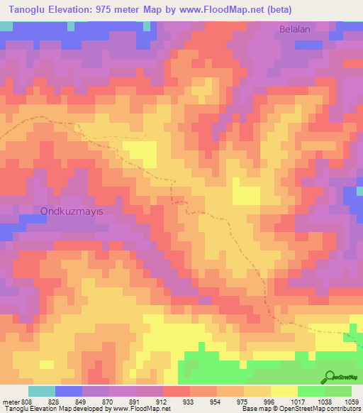 Tanoglu,Turkey Elevation Map