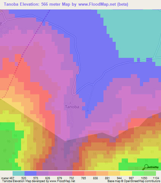 Tanoba,Turkey Elevation Map