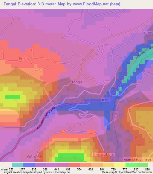 Tangal,Turkey Elevation Map