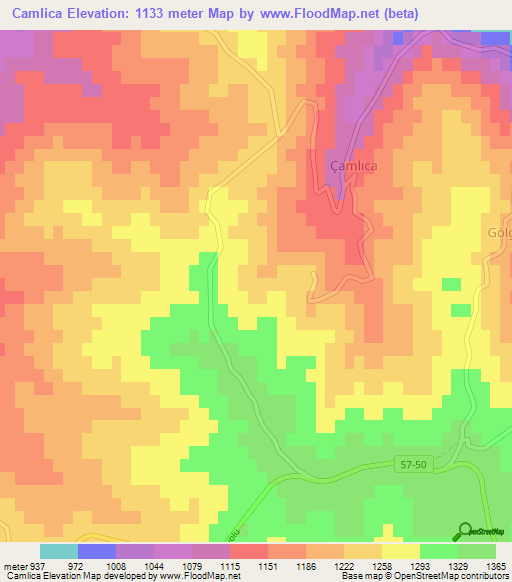 Camlica,Turkey Elevation Map