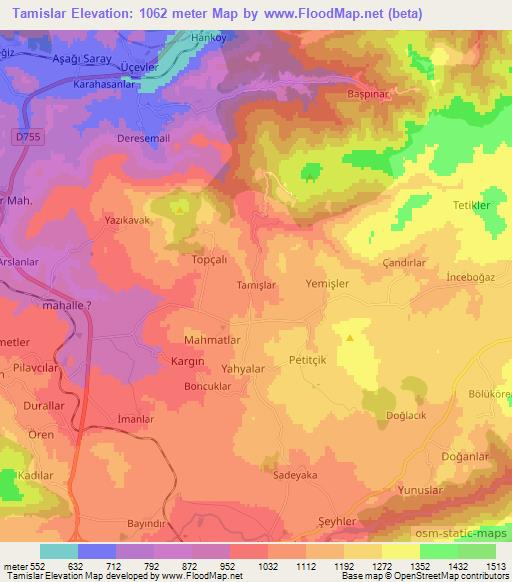 Tamislar,Turkey Elevation Map