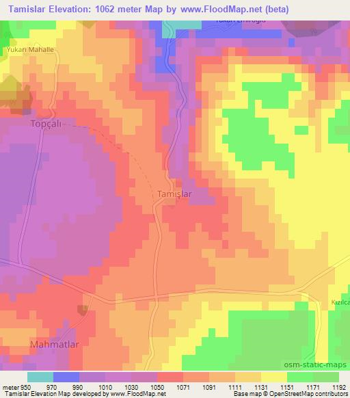 Tamislar,Turkey Elevation Map