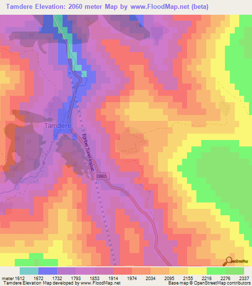 Tamdere,Turkey Elevation Map