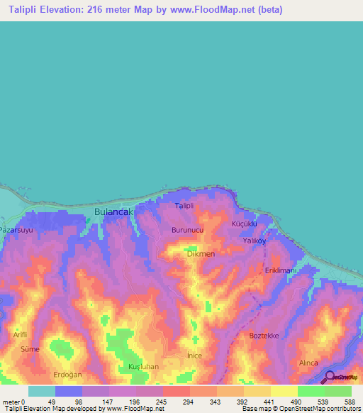 Talipli,Turkey Elevation Map