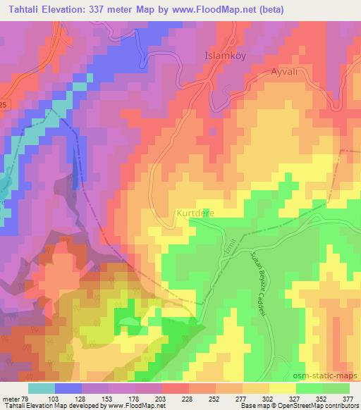 Tahtali,Turkey Elevation Map