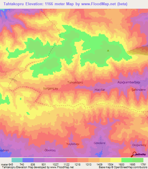 Tahtakopru,Turkey Elevation Map