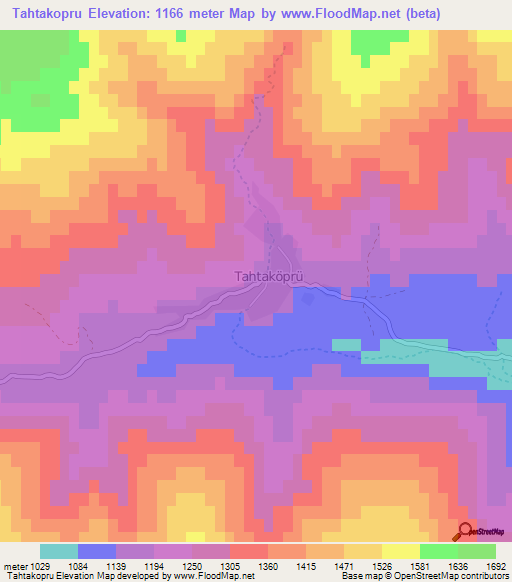 Tahtakopru,Turkey Elevation Map