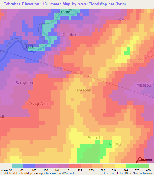 Tahtabas,Turkey Elevation Map