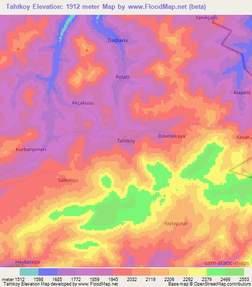 Tahtkoy,Turkey Elevation Map