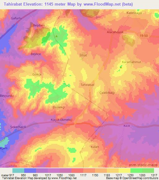 Tahirabat,Turkey Elevation Map