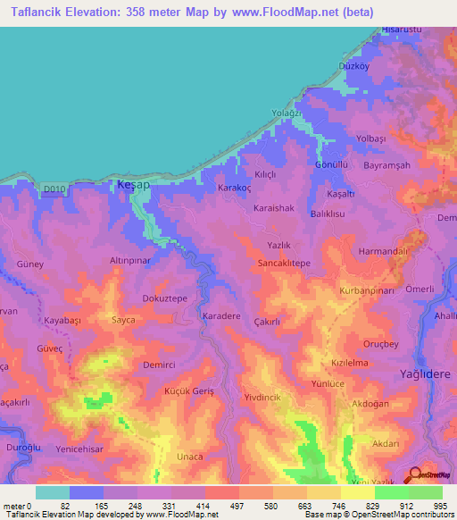 Taflancik,Turkey Elevation Map