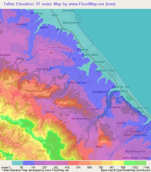 Taflan,Turkey Elevation Map