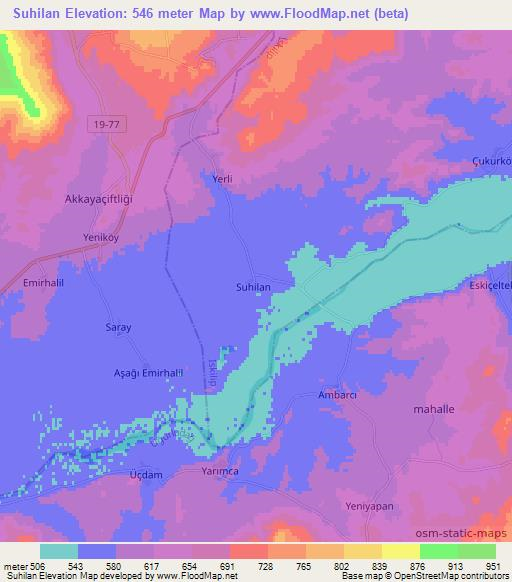 Suhilan,Turkey Elevation Map