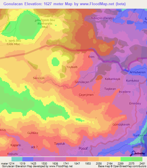 Gonulacan,Turkey Elevation Map