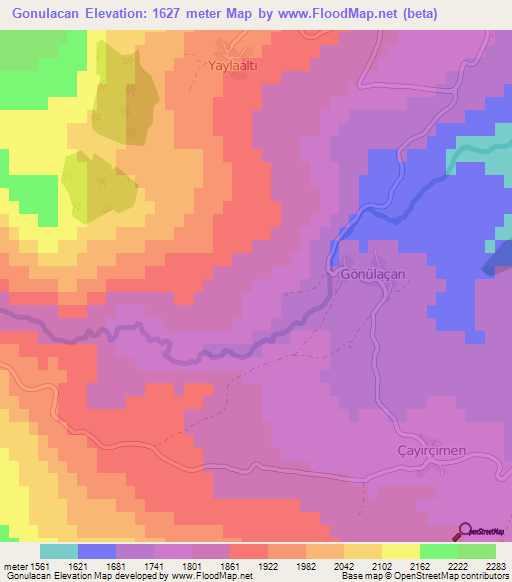 Gonulacan,Turkey Elevation Map