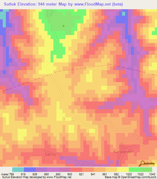 Sutluk,Turkey Elevation Map