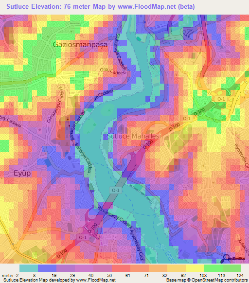 Sutluce,Turkey Elevation Map