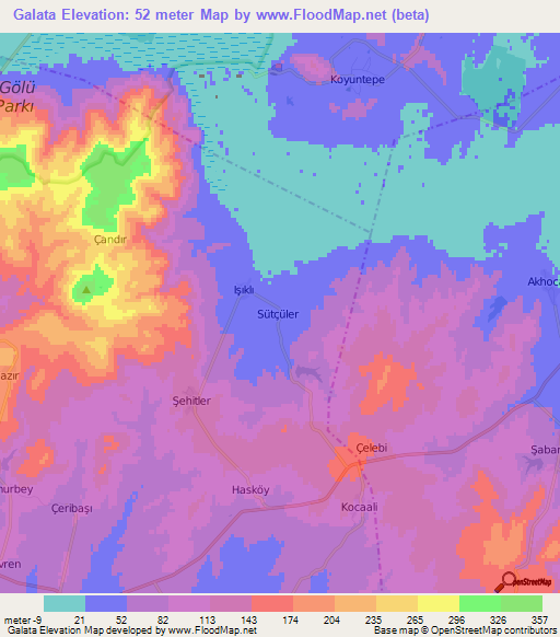 Galata,Turkey Elevation Map