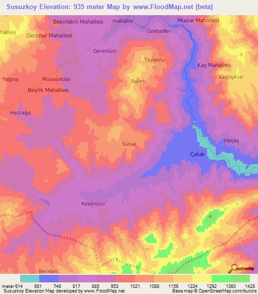 Susuzkoy,Turkey Elevation Map