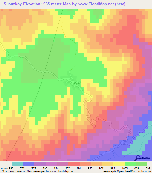 Susuzkoy,Turkey Elevation Map