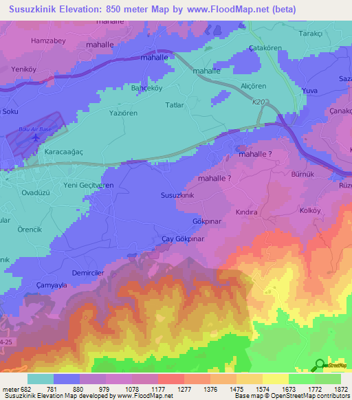 Susuzkinik,Turkey Elevation Map