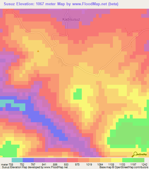 Susuz,Turkey Elevation Map