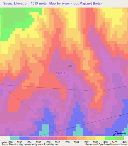 Susuz,Turkey Elevation Map