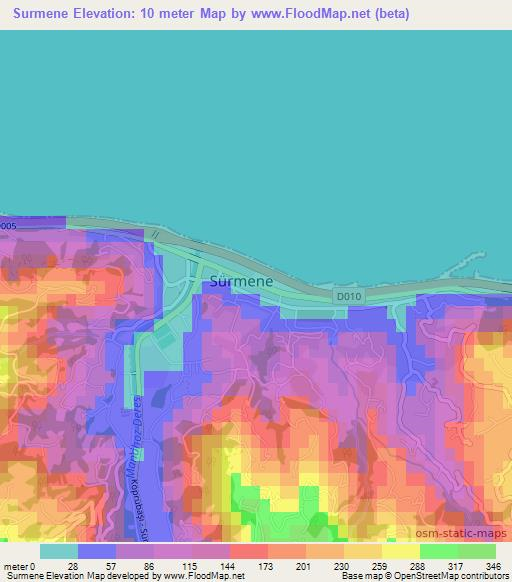 Surmene,Turkey Elevation Map