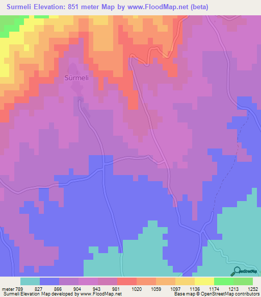 Surmeli,Turkey Elevation Map