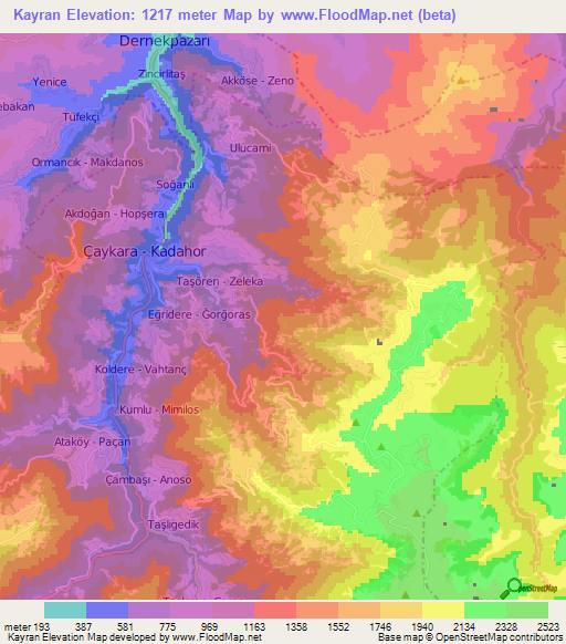 Kayran,Turkey Elevation Map