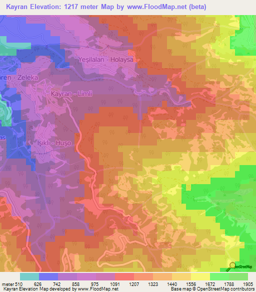 Kayran,Turkey Elevation Map