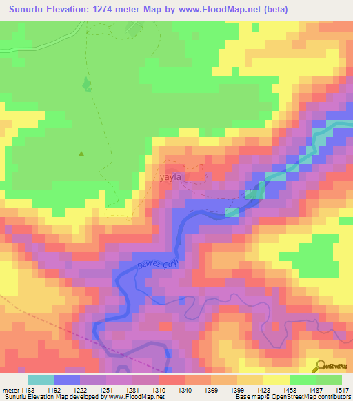 Sunurlu,Turkey Elevation Map